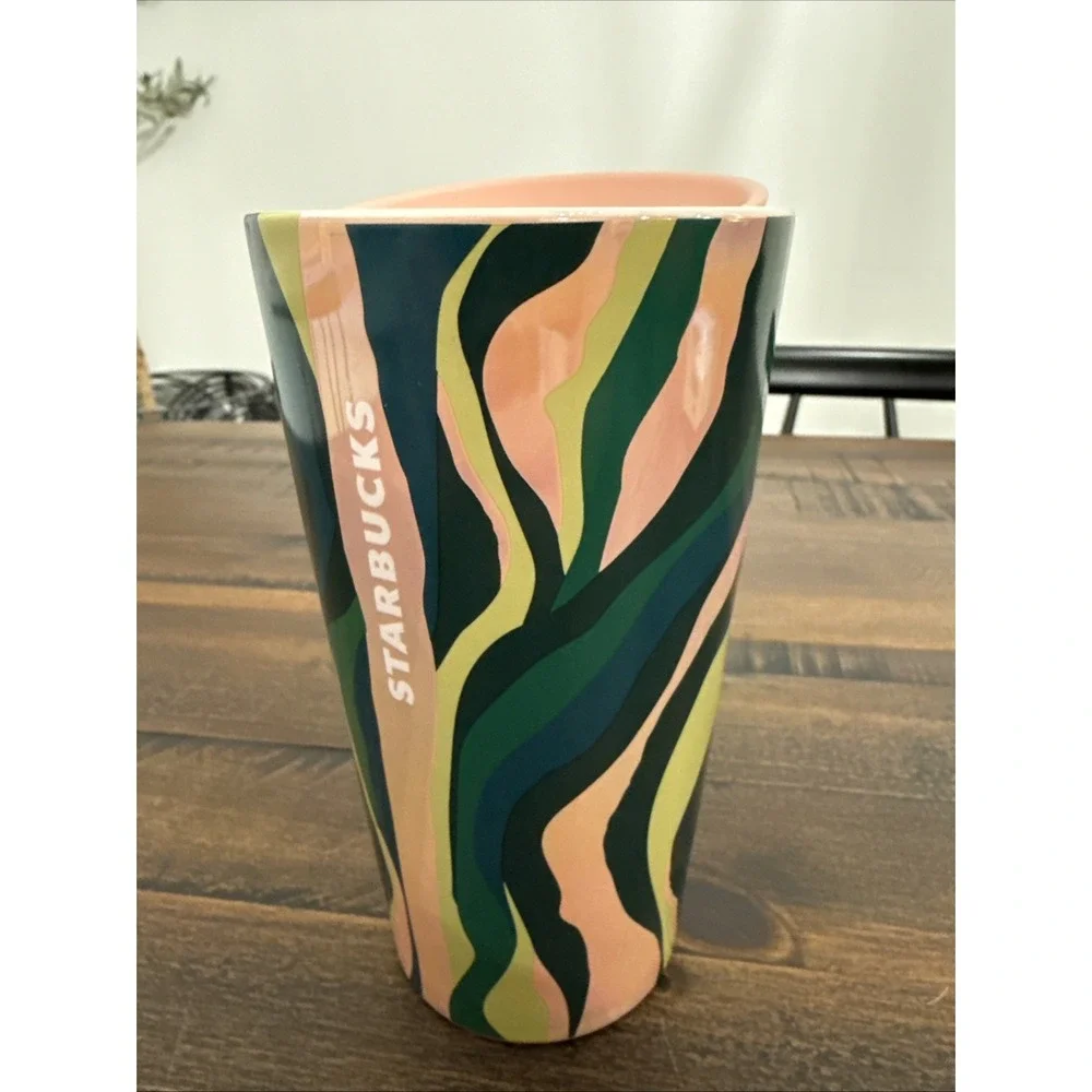 Starbucks 2024 Ceramic Tumbler Luster Anniversary Affogato Pink Green Seagrass